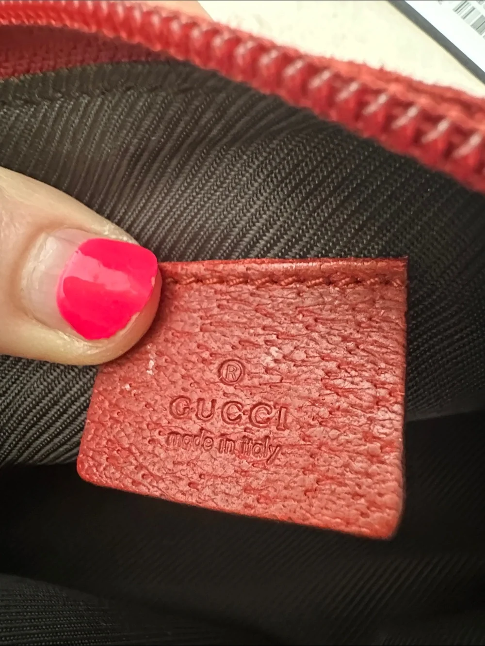 Gucci Red Signature Monogram Cosmetic Travel Pouch with CoA Authentic